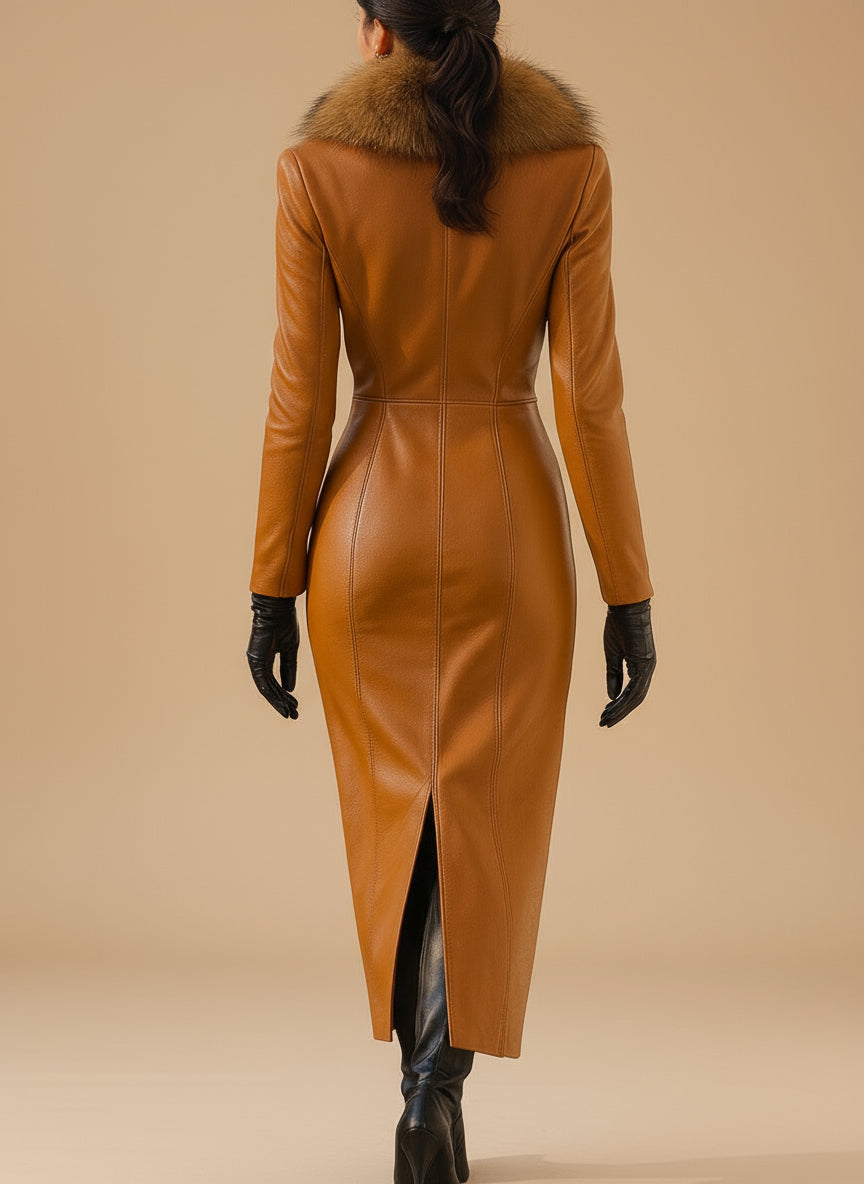 Vianora Laux Leather Midi Dress