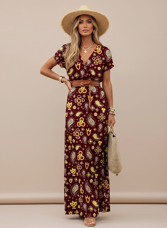 Elissia Paisley Belted Maxi Dress