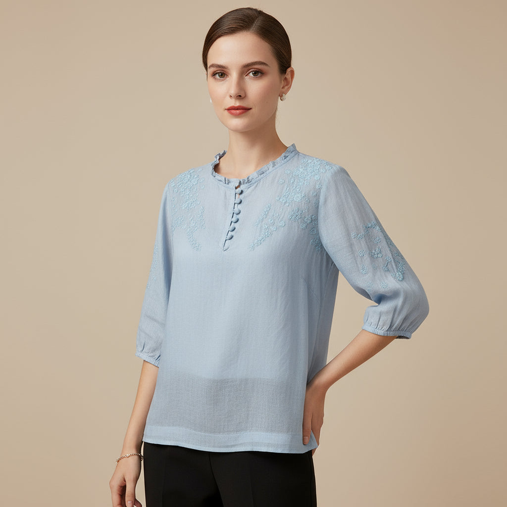 Heliana Button-Front Blouse