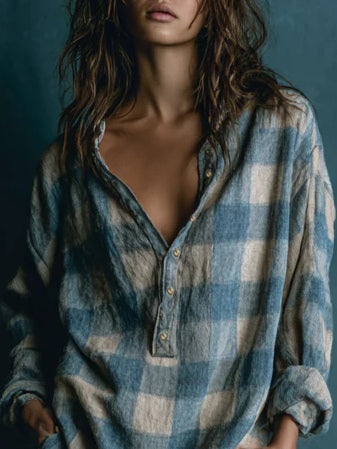 Gionella Plaid Washed Cotton Mini Dress