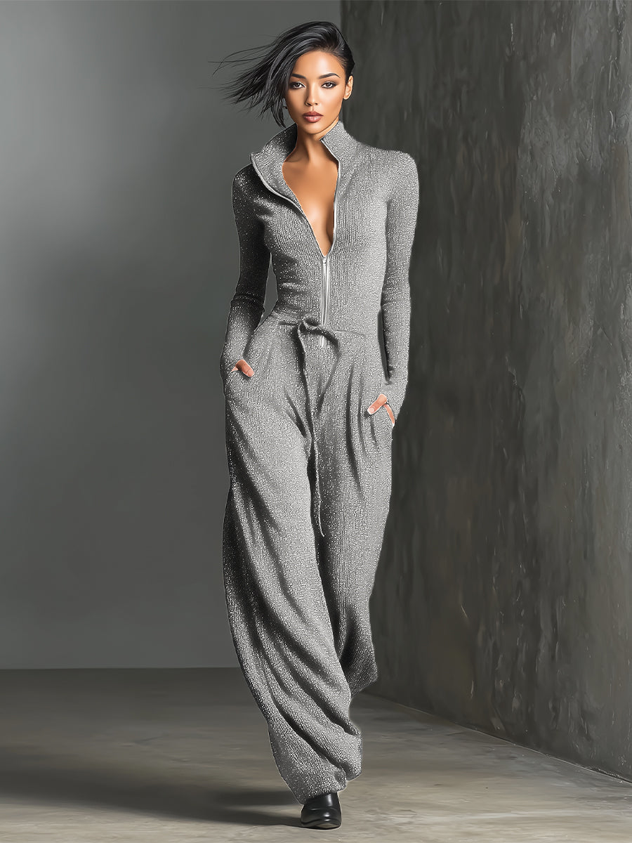 Isabella Elegant Knit Sparkling Jumpsuit