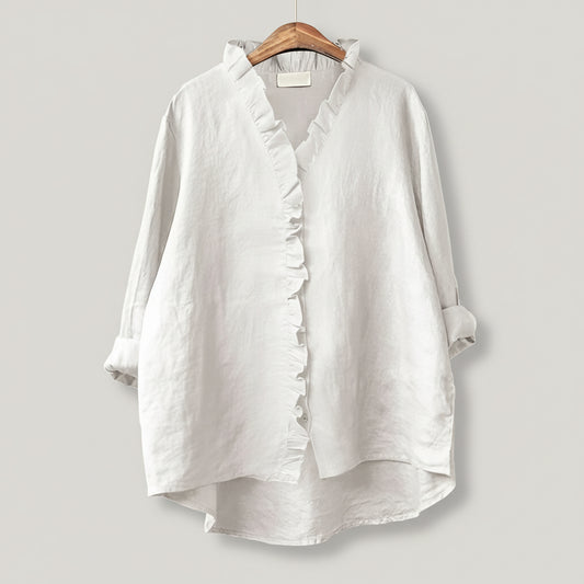 Chiara Ruffle Linen Blouse