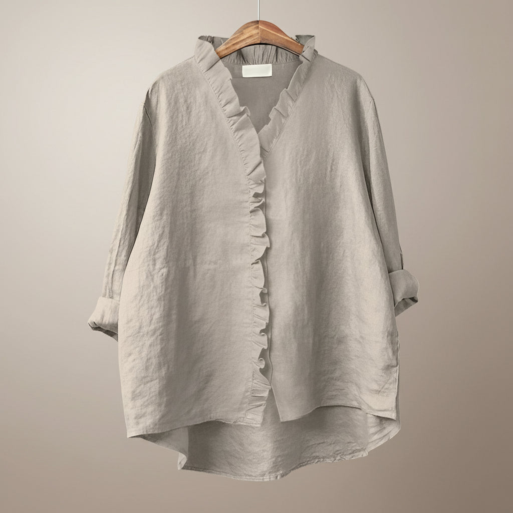 Chiara Ruffle Linen Blouse