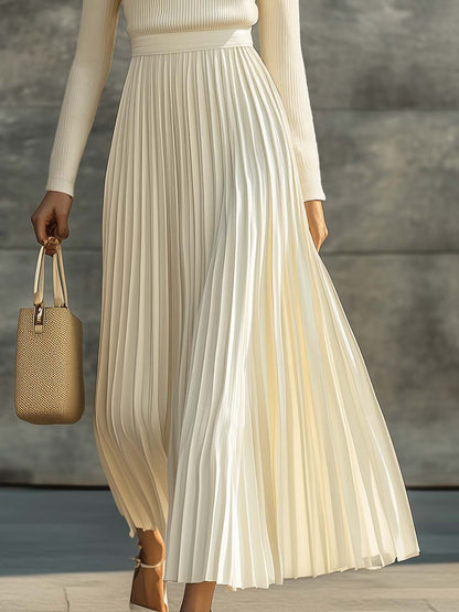 Emanuela Knit and Chiffon Pleated Maxi Dress