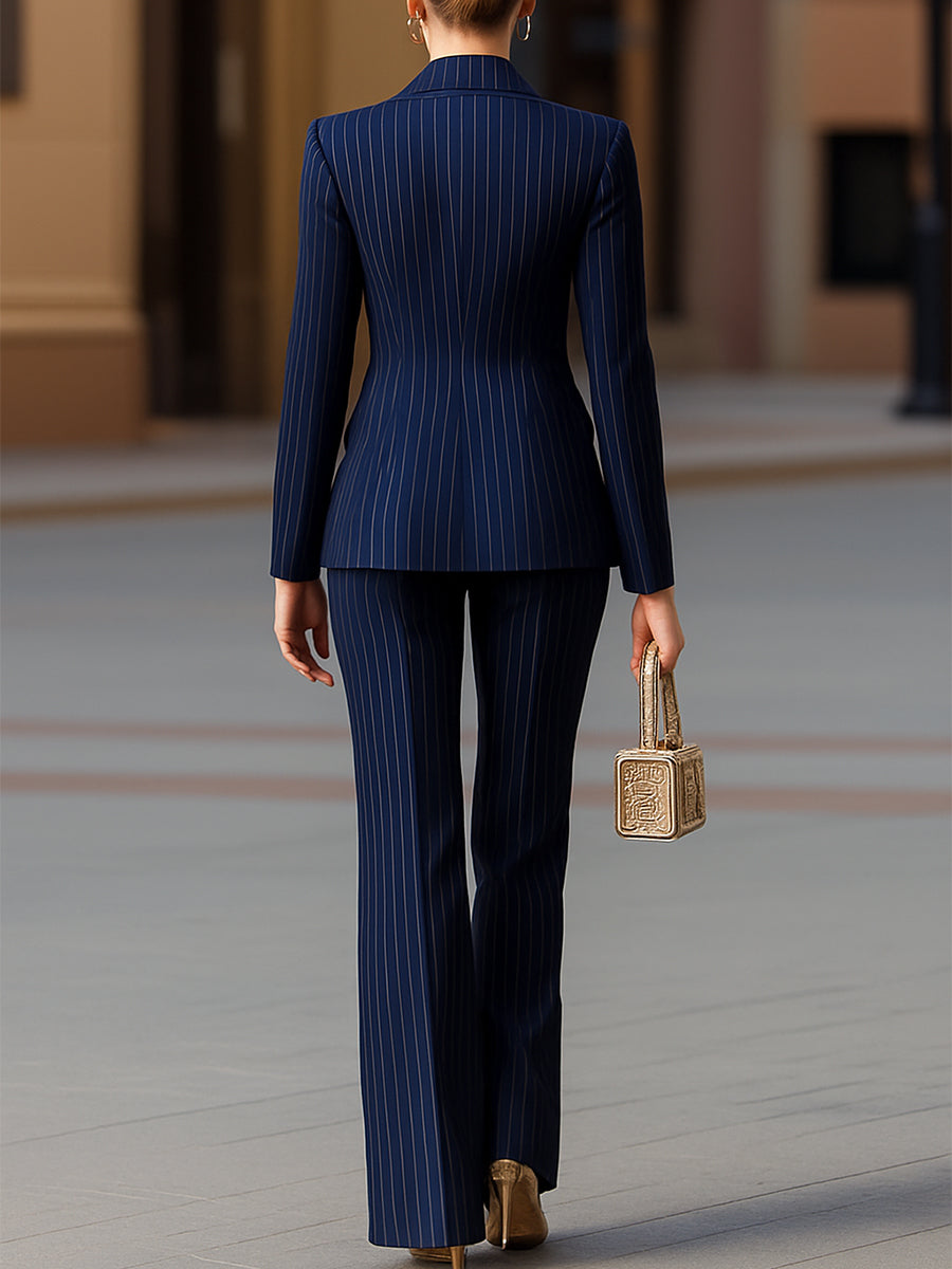Ardelle Pinstripe Double-Breasted Suit Set