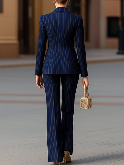 Ardelle Pinstripe Double-Breasted Suit Set