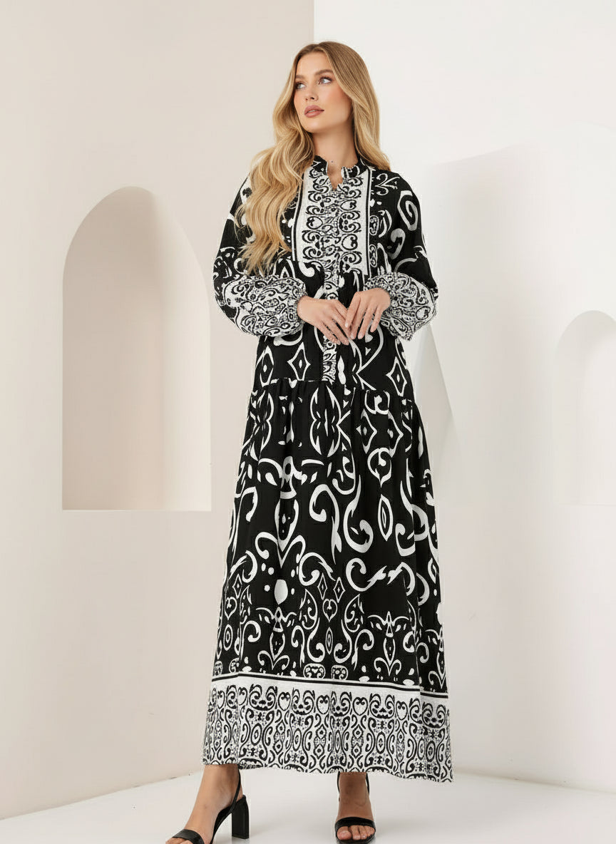 Mavella Lantern Sleeve Dress