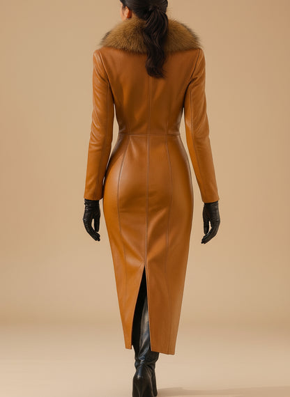 Vianora Laux Leather Midi Dress