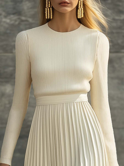 Emanuela Knit and Chiffon Pleated Maxi Dress