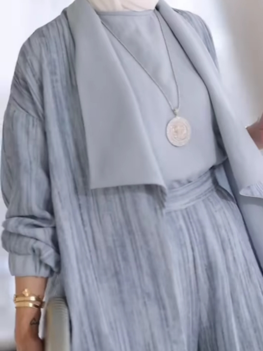 Serenza Lapel Vertical Striped Three-Piece Set