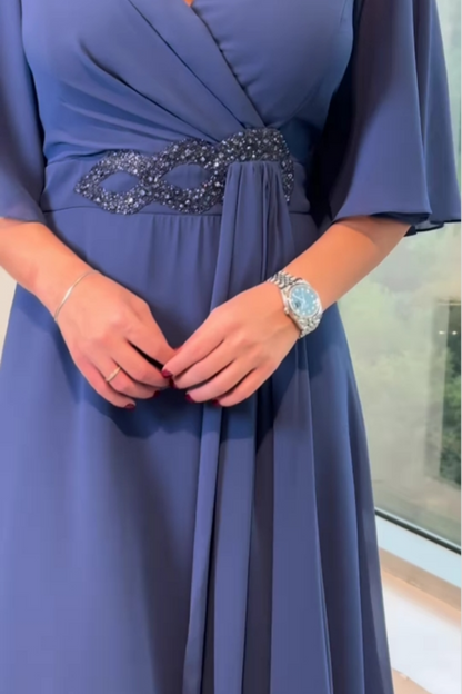 Fenicia V-Neck Chiffon Maxi Dress