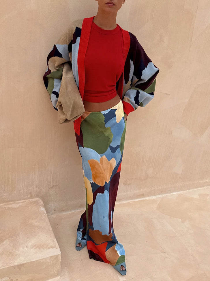 Vionara Abstract-Patterned Knit Cardigan