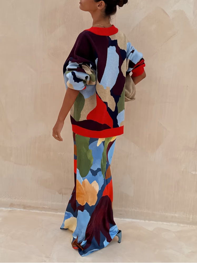 Vionara Abstract-Patterned Knit Cardigan