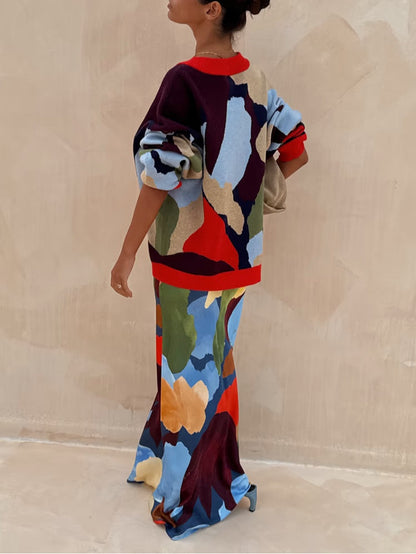 Vionara Abstract-Patterned Knit Cardigan