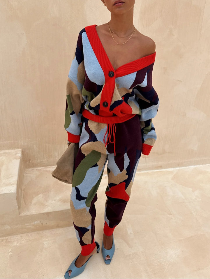 Vionara Abstract-Patterned Knit Cardigan