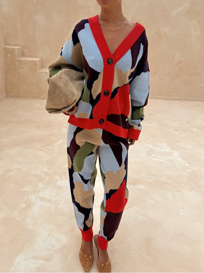 Vionara Abstract-Patterned Knit Cardigan