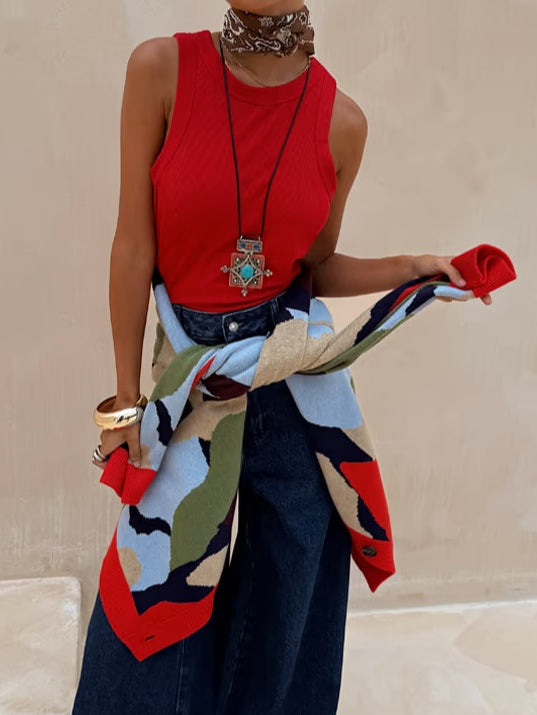 Vionara Abstract-Patterned Knit Cardigan