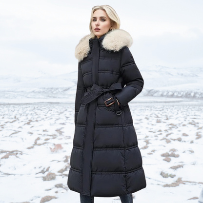 Claudia Fur-Collar Long Puffer Coat