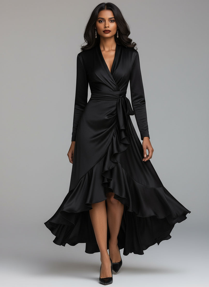 Evoria Satin Wrap Gown