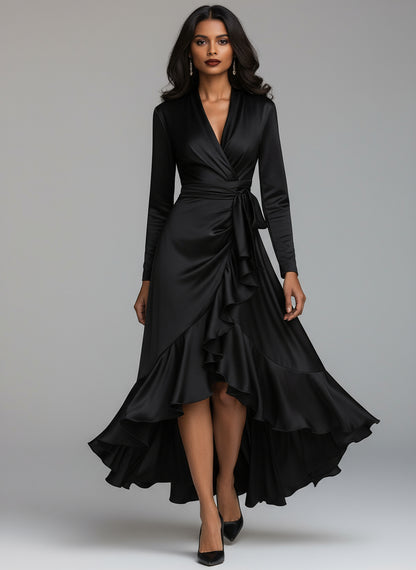 Evoria Satin Wrap Gown