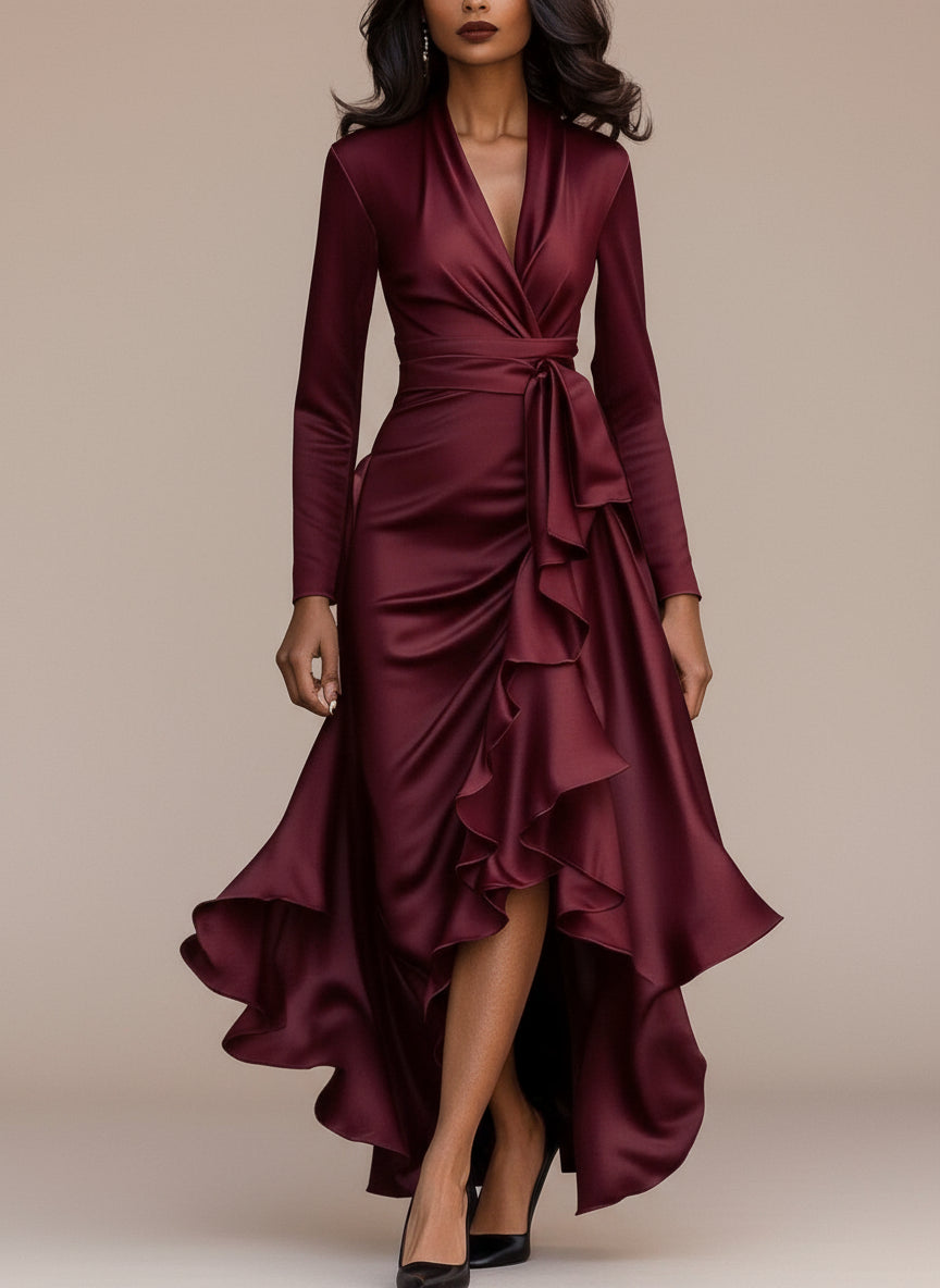 Evoria Satin Wrap Gown