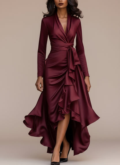 Evoria Satin Wrap Gown