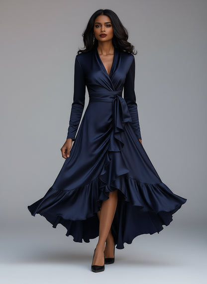 Evoria Satin Wrap Gown