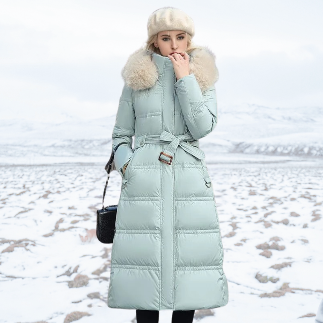 Claudia Fur-Collar Long Puffer Coat