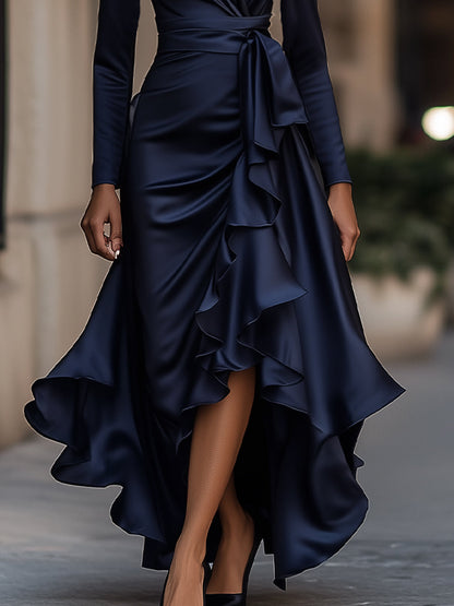 Evoria Satin Wrap Gown