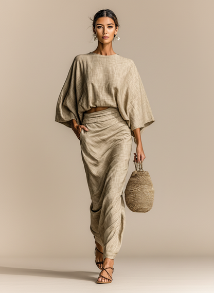 Marcelline Cotton and Linen Two-Piece Set