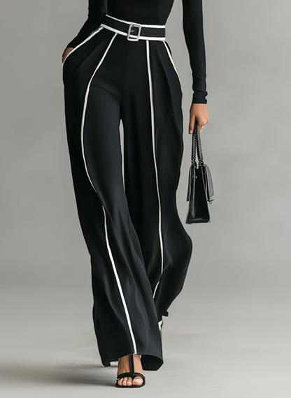 Alessandra White Trimmed Turtleneck Two-Piece Set