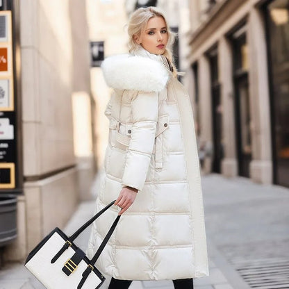 Claudia Fur-Collar Long Puffer Coat