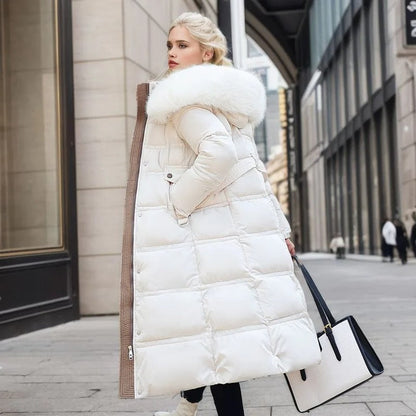 Claudia Fur-Collar Long Puffer Coat