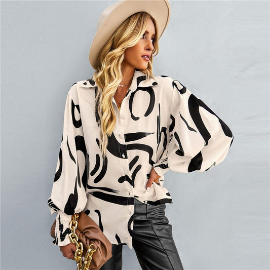 Coralie Abstract Print Button-Up