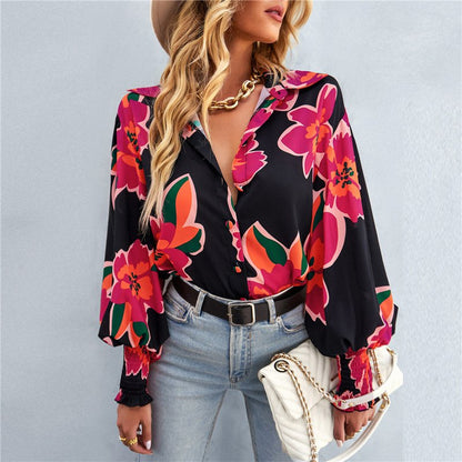 Coralie Abstract Print Button-Up