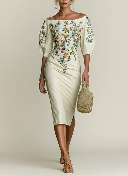 Valoria One-Shoulder Floral Midi Dress