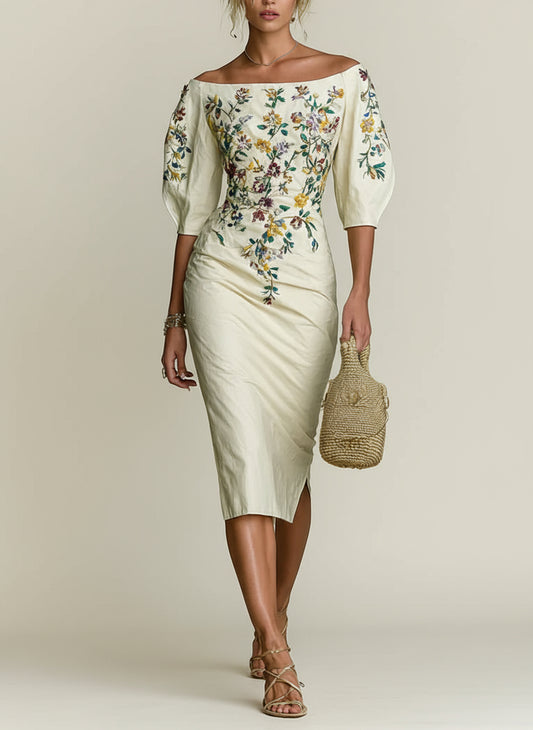 Valoria One-Shoulder Floral Midi Dress