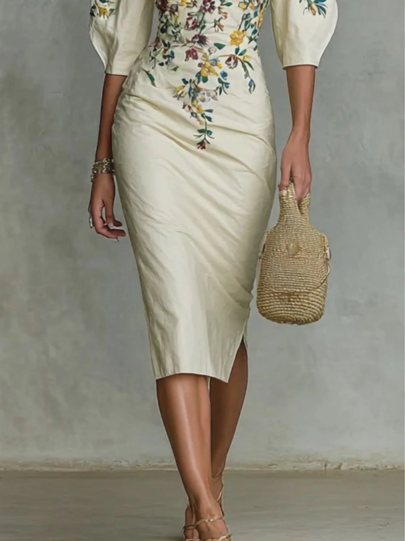 Valoria One-Shoulder Floral Midi Dress