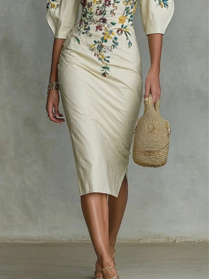 Valoria One-Shoulder Floral Midi Dress