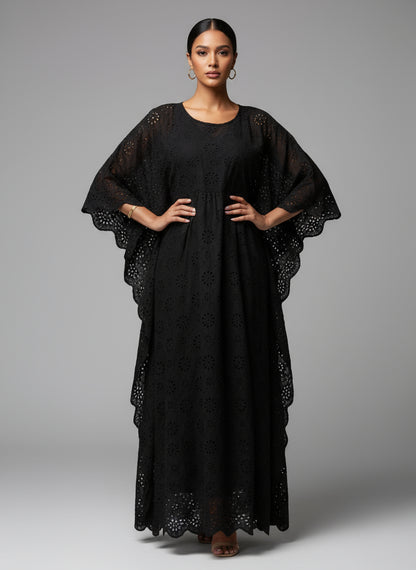 Feloria Black Hollow Pattern Dress