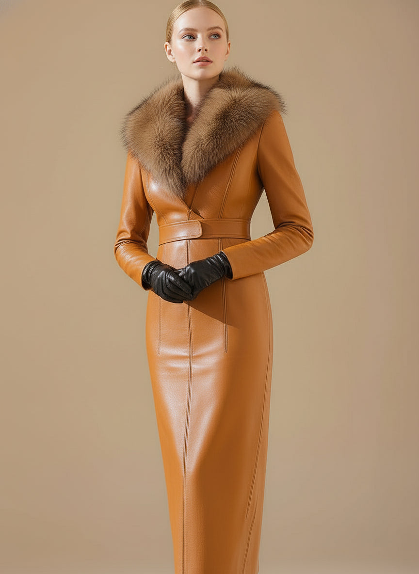 Vianora Laux Leather Midi Dress