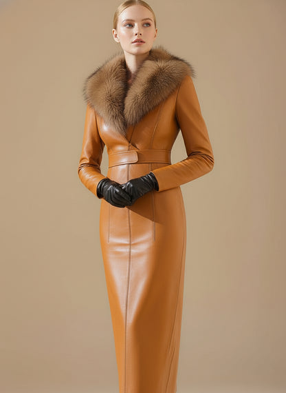 Vianora Laux Leather Midi Dress