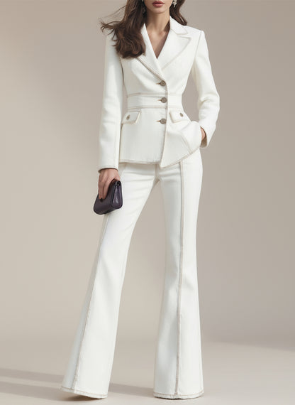 Nivara Blue Denim Blazer - Flared Pants Set