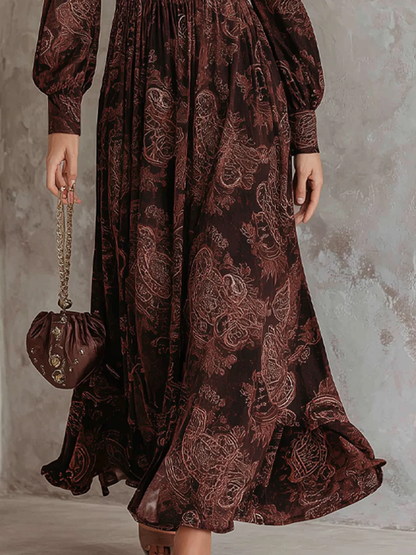 Ellavine Paisley Print Midi Dress