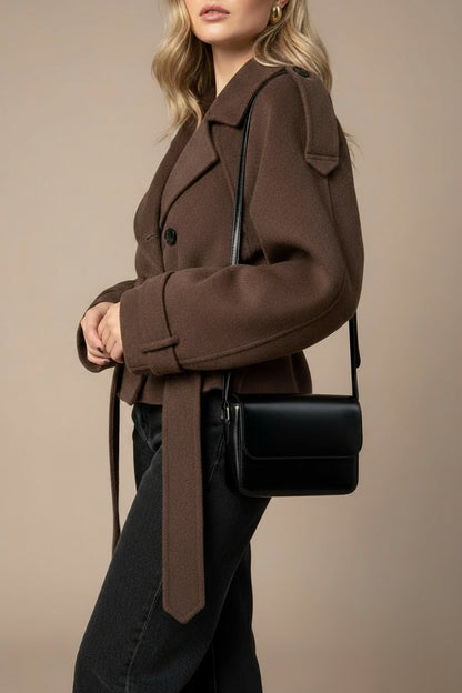 Luviana Wide Lapel Wool Blend Coat