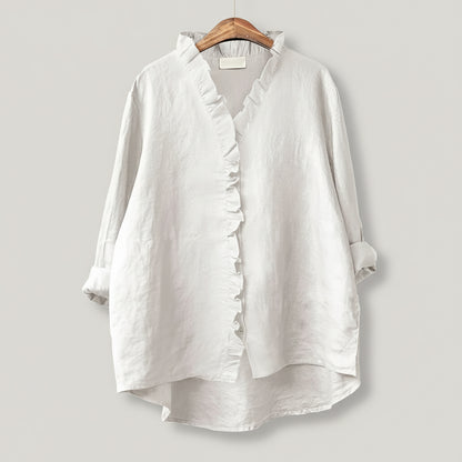 Chiara Ruffle Linen Blouse