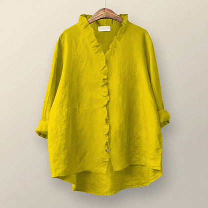 Chiara Ruffle Linen Blouse