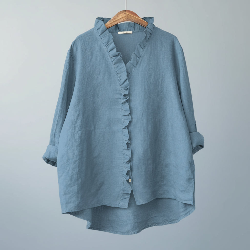 Chiara Ruffle Linen Blouse
