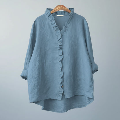 Chiara Ruffle Linen Blouse