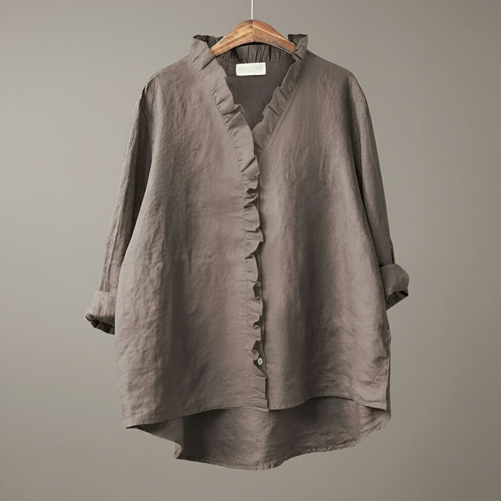 Chiara Ruffle Linen Blouse